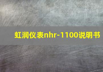 虹润仪表nhr-1100说明书