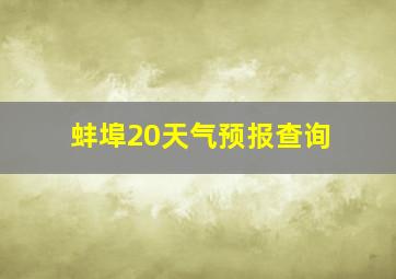 蚌埠20天气预报查询