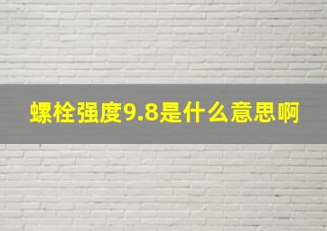 螺栓强度9.8是什么意思啊