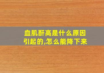 血肌酐高是什么原因引起的,怎么能降下来