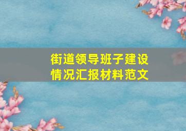 街道领导班子建设情况汇报材料范文