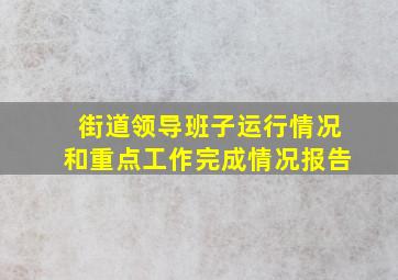 街道领导班子运行情况和重点工作完成情况报告