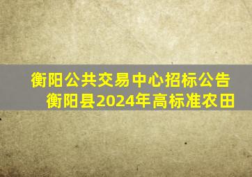 衡阳公共交易中心招标公告衡阳县2024年高标准农田