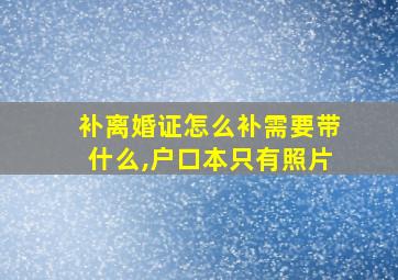 补离婚证怎么补需要带什么,户口本只有照片