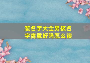 裴名字大全男孩名字寓意好吗怎么读