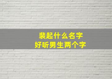 裴起什么名字好听男生两个字