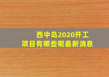 西中岛2020开工项目有哪些呢最新消息