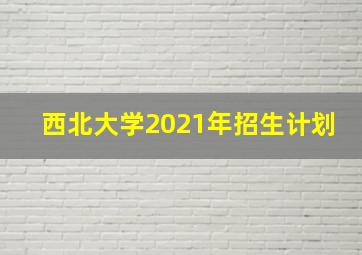 西北大学2021年招生计划