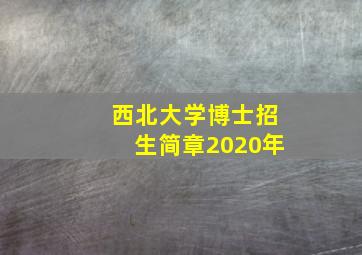 西北大学博士招生简章2020年