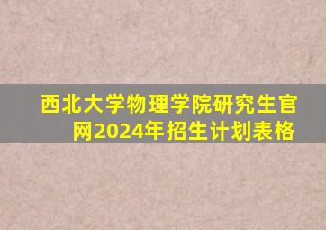 西北大学物理学院研究生官网2024年招生计划表格