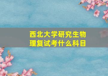 西北大学研究生物理复试考什么科目