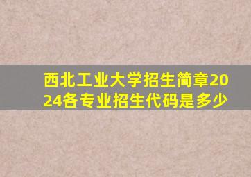 西北工业大学招生简章2024各专业招生代码是多少