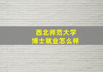 西北师范大学博士就业怎么样