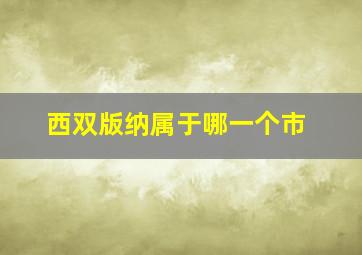 西双版纳属于哪一个市