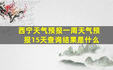 西宁天气预报一周天气预报15天查询结果是什么