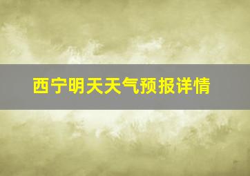 西宁明天天气预报详情