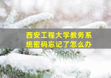 西安工程大学教务系统密码忘记了怎么办