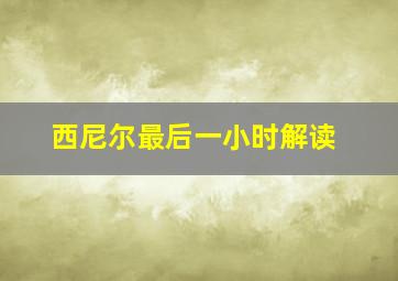 西尼尔最后一小时解读