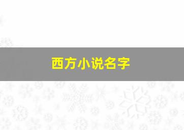 西方小说名字