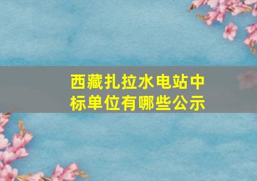 西藏扎拉水电站中标单位有哪些公示