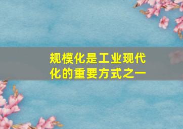 规模化是工业现代化的重要方式之一