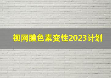 视网膜色素变性2023计划