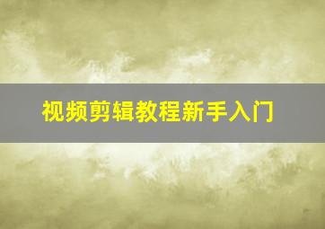 视频剪辑教程新手入门