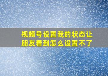 视频号设置我的状态让朋友看到怎么设置不了