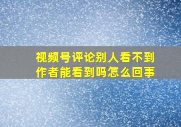 视频号评论别人看不到作者能看到吗怎么回事