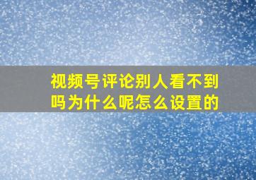 视频号评论别人看不到吗为什么呢怎么设置的