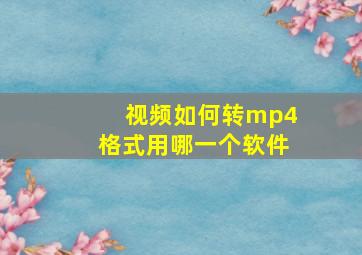 视频如何转mp4格式用哪一个软件