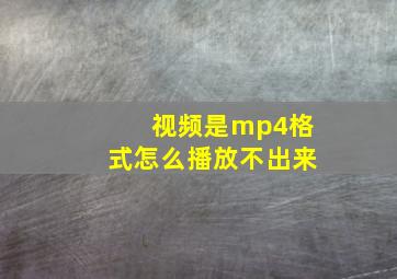 视频是mp4格式怎么播放不出来