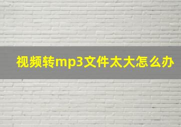 视频转mp3文件太大怎么办