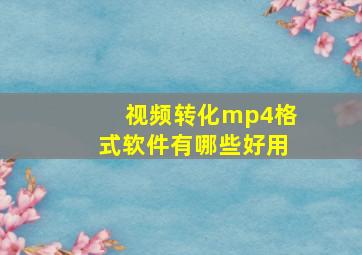 视频转化mp4格式软件有哪些好用