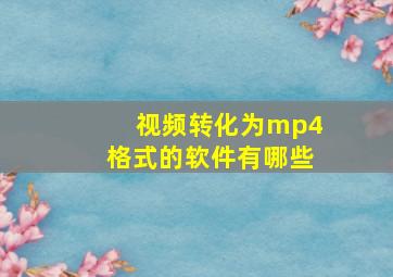 视频转化为mp4格式的软件有哪些