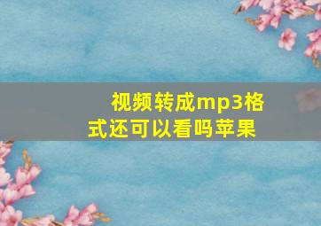 视频转成mp3格式还可以看吗苹果