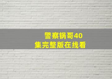 警察锅哥40集完整版在线看