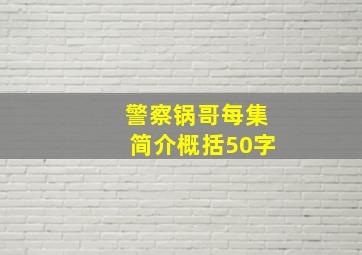 警察锅哥每集简介概括50字