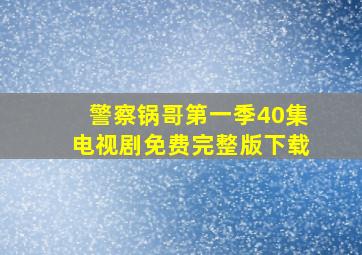 警察锅哥第一季40集电视剧免费完整版下载