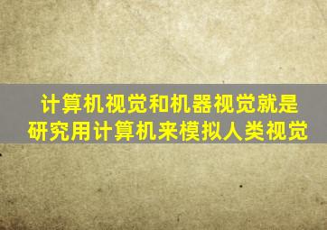 计算机视觉和机器视觉就是研究用计算机来模拟人类视觉