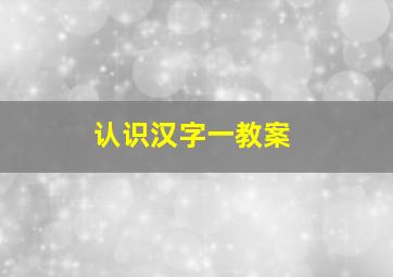 认识汉字一教案