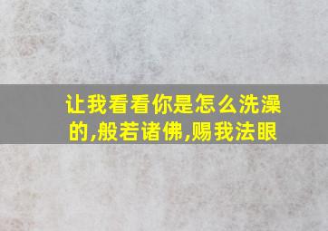 让我看看你是怎么洗澡的,般若诸佛,赐我法眼