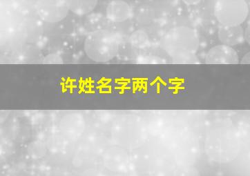 许姓名字两个字