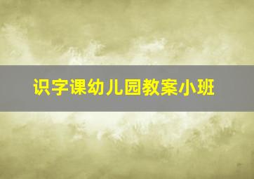 识字课幼儿园教案小班