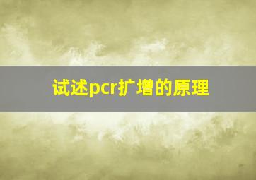 试述pcr扩增的原理