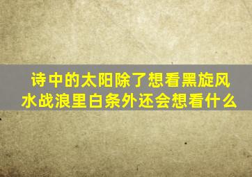 诗中的太阳除了想看黑旋风水战浪里白条外还会想看什么