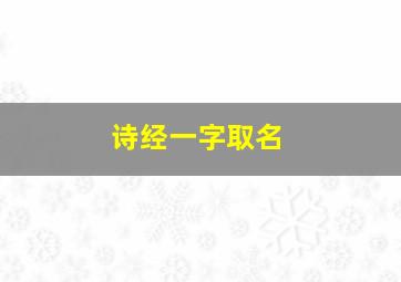 诗经一字取名