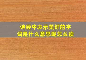 诗经中表示美好的字词是什么意思呢怎么读