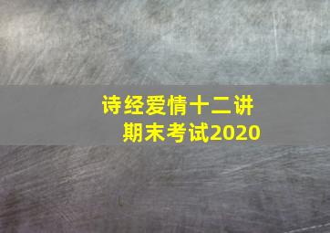 诗经爱情十二讲期末考试2020