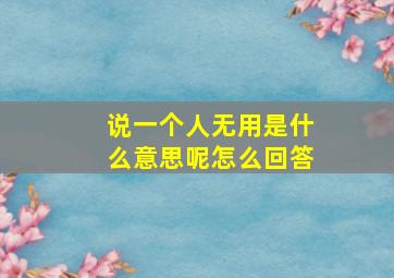 说一个人无用是什么意思呢怎么回答